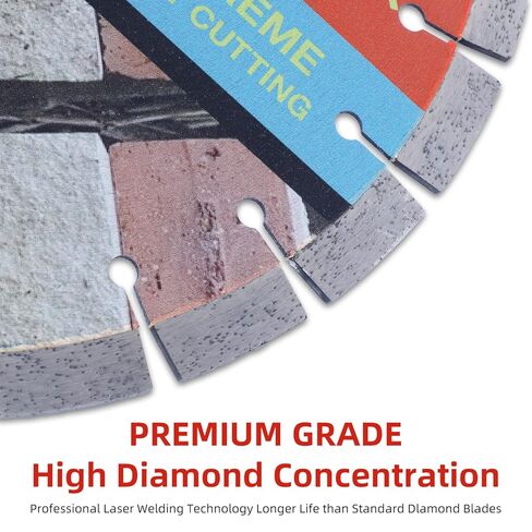 14 Inch Diamond Saw Blade for Professional Concrete Cutting, Reinforced Concrete & Brick, 15mm Segment Height, Wet Cutting Required for Rebar Concrete, Heavy Duty Blade for 14" Masonry Saws in Kuwait