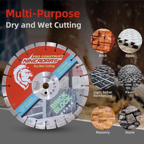 14 Inch Diamond Saw Blade for Professional Concrete Cutting, Reinforced Concrete & Brick, 15mm Segment Height, Wet Cutting Required for Rebar Concrete, Heavy Duty Blade for 14" Masonry Saws in Kuwait