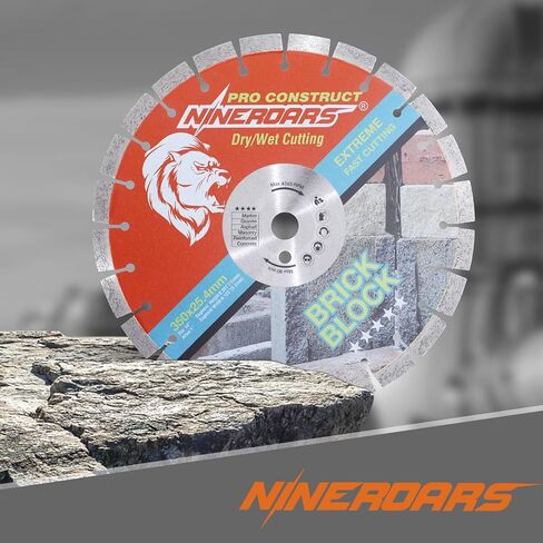 14 Inch Diamond Saw Blade for Professional Concrete Cutting, Reinforced Concrete & Brick, 15mm Segment Height, Wet Cutting Required for Rebar Concrete, Heavy Duty Blade for 14" Masonry Saws in Kuwait