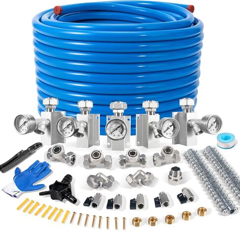 3/4" × 200ft Garage Air Line Kit, HDPE-Aluminum Compressed Air Piping System with Tee & Elbow Fittings, Rapid Air System for Shop Air Compressor, Leak-Proof & Easy in Kuwait
