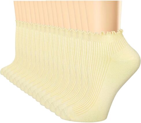 SEEKSOCK 8 Pairs Ruffle Ankle Socks for Women, Cute Frilly Cotton Casual Soft Breathable Knit Lettuce Socks, White 04 in Saudi Arabia