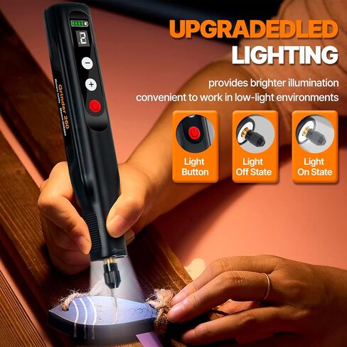 Cordless Rotary Tool, 5-Speed LED RPM Display Rechargeable Resiners Rotary Tool Kit with 76-Piece Accessory Set, Multi-Purpose DIY Hand Tool for Sanding,Polishing,Drilling,Engraving,3D Printing in Kuwait