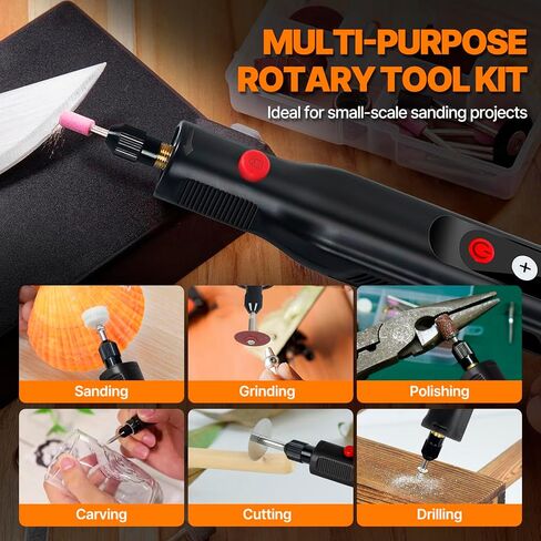Cordless Rotary Tool, 5-Speed LED RPM Display Rechargeable Resiners Rotary Tool Kit with 76-Piece Accessory Set, Multi-Purpose DIY Hand Tool for Sanding,Polishing,Drilling,Engraving,3D Printing in Kuwait