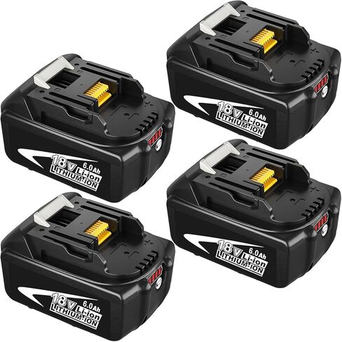 4Pack 18 Volt 6.0Ah Lithium ion Battery Replacement for Makita 18V Battery Compatible with Makita Batteries Power Tool and Chargers BL1860B BL1850B BL1840B BL1830B BL1815B in Kuwait