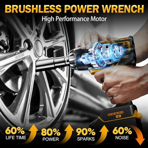 Cordless Impact Wrench Compatible with 𝗗e-𝗪𝗔𝗟𝗧 20V Max Battery, 740Ft-lbs 1000N.m, 1/2 Inch Brushless High Torque Power, 1000W Powerful Electric Impact Gun for Car Home (Battery Not Included) in Kuwait