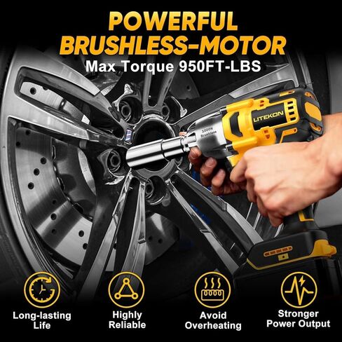 Cordless Impact Wrench Compatible with 𝗗e-𝗪𝗔𝗟𝗧 20V Max Battery, 740Ft-lbs 1000N.m, 1/2 Inch Brushless High Torque Power, 1000W Powerful Electric Impact Gun for Car Home (Battery Not Included) in Kuwait