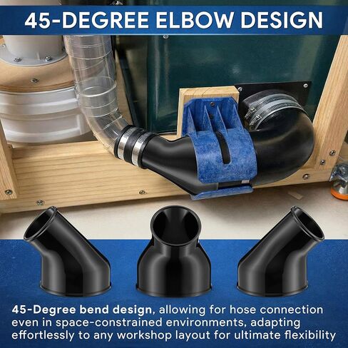 Enhon Angled Reducer 4" to 2-1/2", Dust Collector Reducer Compatible with R4520 R4512, 45-Degree Elbow, Attach Woodworking Dust Chute to Vacuum Hose in Kuwait