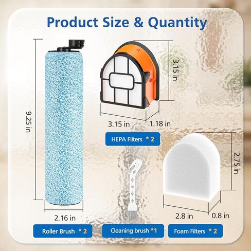 WD161 Roller & Filter Replacement for Shark HydroVac MessMaster Wet Dry Vacuum Cleaner WD161 WD261 AW261 and WD101 WD201 WD100 WD200 AW201 WD200C WD201C WD101C Vacuums(2 Brush 2 Foam Filter Kit) in Kuwait