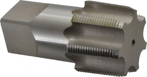 Hertel Standard Pipe Tap, 2-11-1/2 NPTF, 7 Flutes, High Speed Steel, Bright/Uncoated, 1-3/4" Thread Length, 4-1/2" OAL in Kuwait