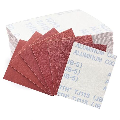 1/4 Sandpaper Sheet,4-1/2"*5-1/2" Hook and Loop Sand Paper,50 Pack P120 Grit, Red Aluminum Oxide for Palm Sander in Saudi Arabia