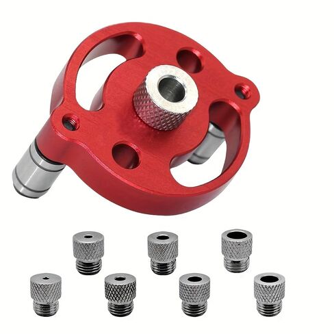 A Set of Red Aluminum Alloy Center Woodworking Dowel Clamps, Woodworking Drilling Tools, and Hexagonal Nut Splicing Tools in Kuwait