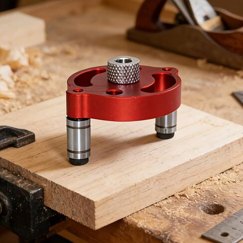 A Set of Red Aluminum Alloy Center Woodworking Dowel Clamps, Woodworking Drilling Tools, and Hexagonal Nut Splicing Tools in Kuwait