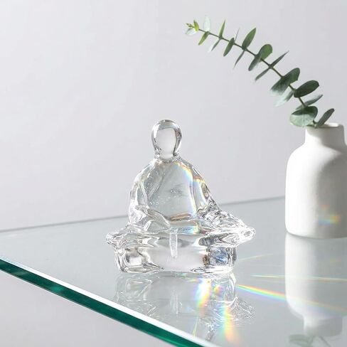 Glass Zen Buddha Statue Mini Home Decoration Finely Carved Crystal Ornament Tabletop Crafts Transparent Tea(Style C) in Saudi Arabia