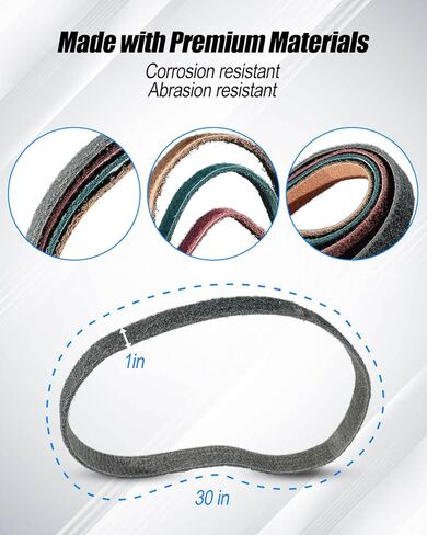 1 x 30 Inch Sanding Belts Grits Non Woven Surface Conditioning Fit for Pipe Tube Polisher Sander Metal Pole and Metal Fabricators Profession Sander Belt 60 Grit 120 Grit 240 Grit 600 Grit in Kuwait