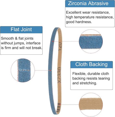 10pcs 3/8" x 21" Sanding Belts 120 Grits Zirconia Abrasive Belt Sander Paper Sanding Papers for Metal Alloy Wood Grinding Polishing, Blue in Kuwait