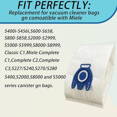 30 حزمة من أكياس مكنسة Airclean GN ثلاثية الأبعاد متوافقة مع سلسلة Miele Classic C1، Complete C1، Complete C2، Complete C3، S227/S240 S270 S400i S600 S2 S5 S8 in Kuwait