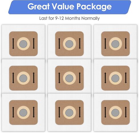 (9 Pack) VACBP6 Replacement Dust Bags Compatible With 8-Quart Atrix Ergo Backpack Vacuum, Replace Part VACBP1, VACBP6, VACBP36V, VACBPAI, Accessories Kit, Canister Bags, Vacuum Bags, HEPA Filter Bags in Kuwait