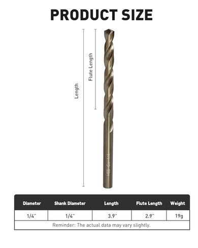 مجموعة لقم مثقاب COMOWARE مقاس 1/4 بوصة، لقم ثقب كوبالت M35 HSS، طول Jobber، ساق مستقيمة، مجموعة لقم مثقاب معدنية ملتوية للفولاذ والفولاذ المقاوم للصدأ والحديد والمعادن الصلبة/الخشب/البلاستيك (10 قطع) in Kuwait