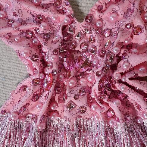 Youmeisha Sparkly Rhinestones Sexy Backless Deep V-Neck Fringes Bodysuit Nightclub Party Ds Show Birthday Team Dance Costumes in Saudi Arabia