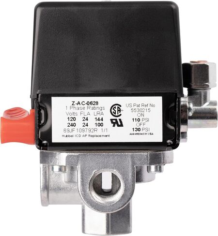 Z-AC-0628 مفتاح ضغط 4 منافذ 110-135 رطل لكل بوصة مربعة ثنائي القطب 120-240 فولت متوافق مع وحدات ضاغط الهواء بكابل Craftsman وDeVilbiss وPorter in Kuwait