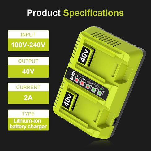 2 Port OP401 Fast Charger Replace for Ryobi 40V Battery Charger Compatible with Ryobi 40V Battery OP4015 OP4026 OP4040 OP4050 OP4060 in Kuwait