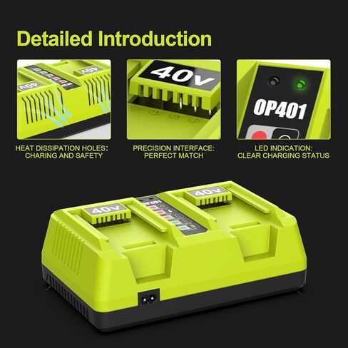 2 Port OP401 Fast Charger Replace for Ryobi 40V Battery Charger Compatible with Ryobi 40V Battery OP4015 OP4026 OP4040 OP4050 OP4060 in Kuwait