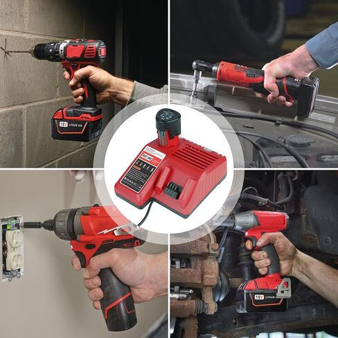 استبدال الشاحن السريع لشاحن بطارية Milwaukee M18 وM12، متوافق مع 48-59-1812 48-11-1815 48-11-2420 48-11-1840 12 فولت 18 فولت بطاريات أدوات لاسلكية in Kuwait