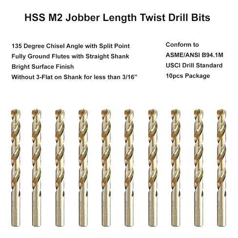 MAXTOOL 19/64 بوصة 10 قطع متطابقة لقم الثقب HSS M2 لقم الثقب الملتوي بالكامل مع ساق مستقيمة ساطعة الأرض مع 3 مسطحة؛ JBF02W13R19E10 in Kuwait