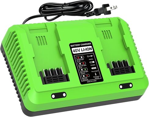 Powilling 40V Dual-Port Replacement for Greenworks Battery Charger,Fits 29482 29252 20202 22262 29472 29462 40V G-MAX Battery in Kuwait