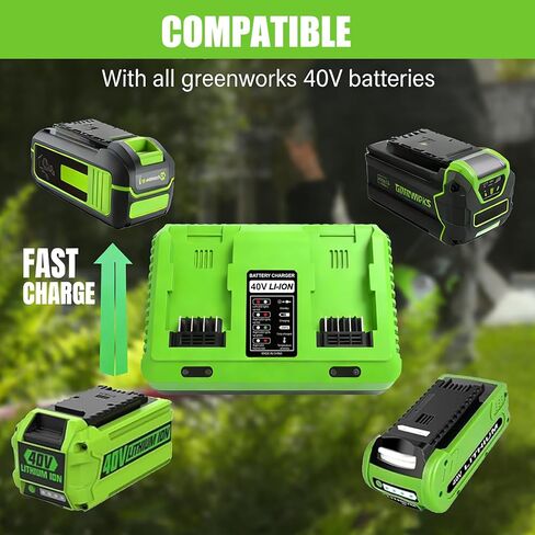 Powilling 40V Dual-Port Replacement for Greenworks Battery Charger,Fits 29482 29252 20202 22262 29472 29462 40V G-MAX Battery in Kuwait
