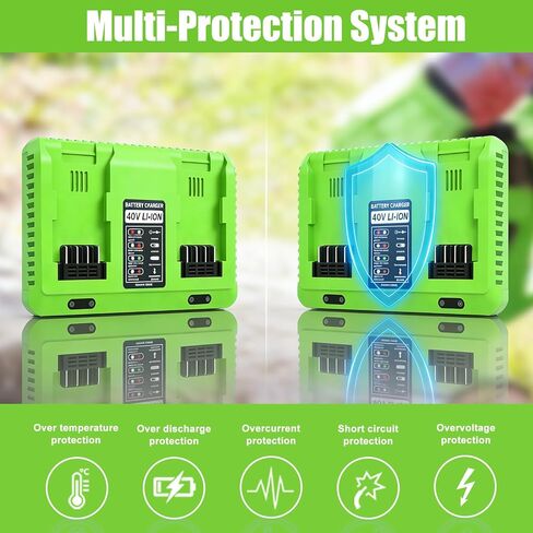Powilling 40V Dual-Port Replacement for Greenworks Battery Charger,Fits 29482 29252 20202 22262 29472 29462 40V G-MAX Battery in Kuwait