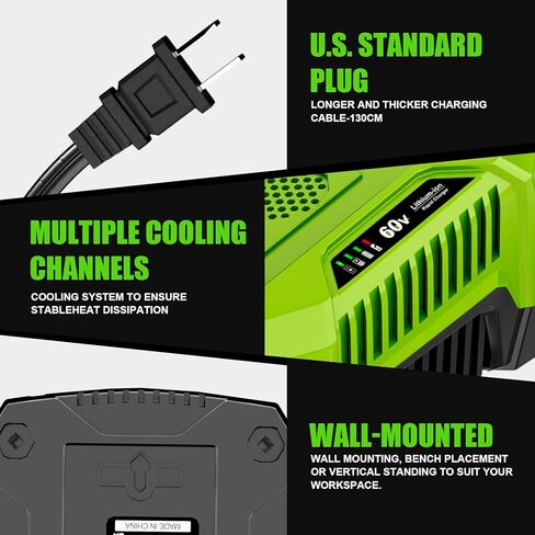 6.0A استبدال الشاحن السريع لشاحن بطارية Greenworks 60V CH60R00 2936902 60DPC10A CH60DP01 متوافق مع بطارية Pro Greenworks 60V LB602 B6025 LB604 LB6041 LB6042 LB6051 in Kuwait