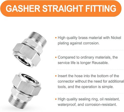 4 قطع من GASHER تركيب مستقيم، أنابيب 3/4 بوصة × 1/2 بوصة NPT ذكر، تركيب أنبوب مطلي بالنحاس والنيكل، لنظام أنبوب الهواء المضغوط in Kuwait