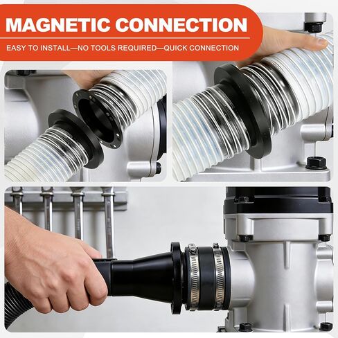 4 Inch Magnetic Dust Collection Fittings Super Magnetic Dust Collectors Kit with 8 Industrial-Grade N52 Magnets Double Rubber Gasket for Dust-Tight Seal Compatible with Shop Vac & Dust Collectors in Kuwait