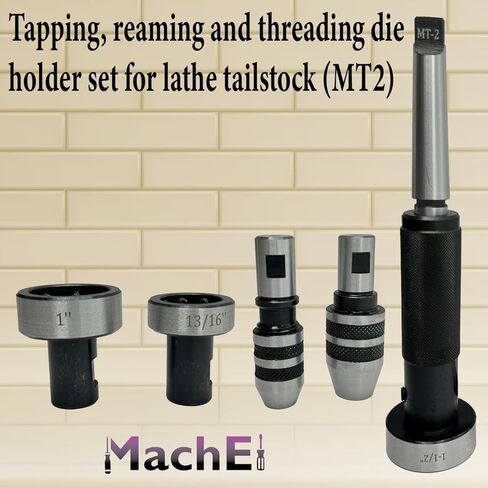 MachEl Precision Tapping, Reaming & Threading Die Holder Set for Lathe Tailstock – MT2 Morse Taper Compatible in Kuwait