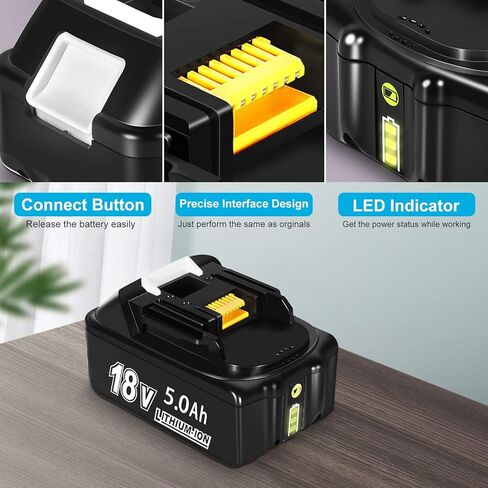 BL1850B 18V 5.0Ah Battery and Charger for Makita,New Version DC18RC Charger with LCD Display Compatible with Makita LXT Li-ion Battery BL1850 BL1840 BL1830 BL1820 BL1815(Black) in Saudi Arabia