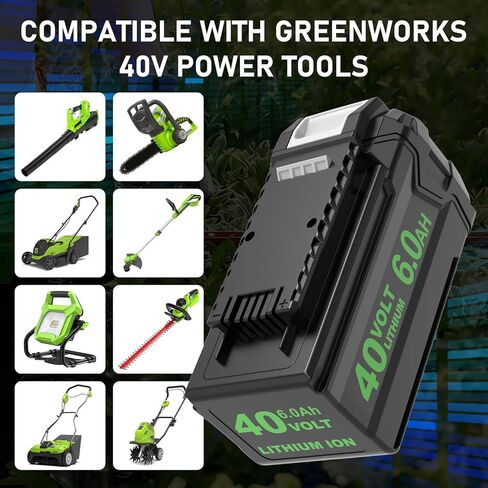 6000mAh Lithium ion 29472 Replacement for Greenworks 40V Battery Compatible with Greenworks 40 Volt Battery 29472 29252 20202 22262 25312 25322 20642 22272 27062 21242 Tools (Not for Gen 1) (Black) in Kuwait