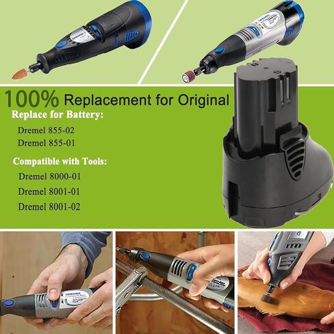 4.0Ah Battery Replacement for Dremel 10.8V Battery 855-02 855-01,Compatible with Dremel 8000-01 8001-01 8001-02 Power Tool in Kuwait