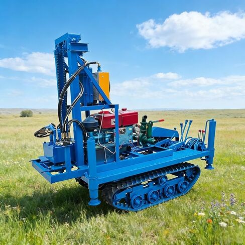 Crawler Mounted Well Driller, Hydraulic Stabilized Drilling Machine for Secure Locking, Ideal for Uneven Terrain Remote Homestead and Professional Drilling Projects in Kuwait