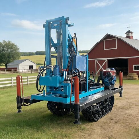 Hydraulic Crawler Well Drilling Rig, Stabilized Drilling Machine with Support Legs, Suitable for Sloped Land Rural Homestead and Professional Drilling Projects in Kuwait
