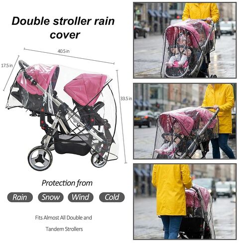 Aligle Weather Shield مزدوج الشعبية لعربة الأطفال ذات العجلات الدوارة ذات الحجم العالمي وغطاء المطر للأطفال / صفقة درع الرياح (أسود) in Kuwait