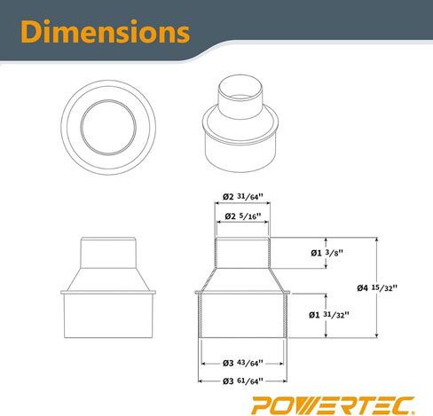 POWERTEC 70366 بوابة انفجار مدمجة مقاس 4 بوصات (حاصلة على براءة اختراع) مع أساور مرنة مقاس 4 بوصات ومخفض مخروطي مقاس 4 بوصات OD إلى 2-1/2 بوصة OD in Kuwait