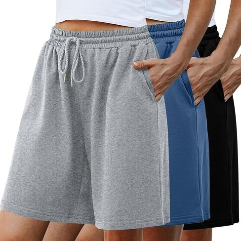 Quenteen Women's Sweat Shorts Bermuda Long Shorts Athletic Casual Loose Cotton Shorts (Available in Plus Size) in Kuwait