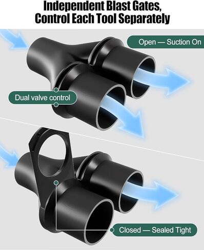 2.2 Inch Shop Vacuums Y Adapter with Dual Blast Gates, Y Splitter for Dust Collector Hose, Independent Airflow Control for Woodworking Shop, Compatible with Ridgid Craftsman Wet Dry Vac Systems in Kuwait