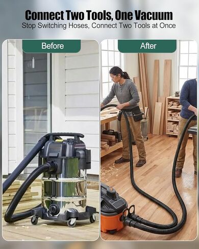 2.2 Inch Shop Vacuums Y Adapter with Dual Blast Gates, Y Splitter for Dust Collector Hose, Independent Airflow Control for Woodworking Shop, Compatible with Ridgid Craftsman Wet Dry Vac Systems in Kuwait