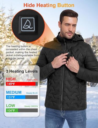 DEOLAX Heated Jacket with Battery Pack Included（Hidden Control） Waterproof Lightweight Heated Jackets for Men and Women in Saudi Arabia