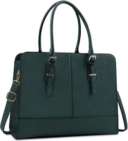 Laptop Bag for Women Leather Work Tote 15.6 Inch Laptop for Computer Bag Waterproof Business Office Professional Large Capacity Handbag Shoulder Bag Black in Kuwait