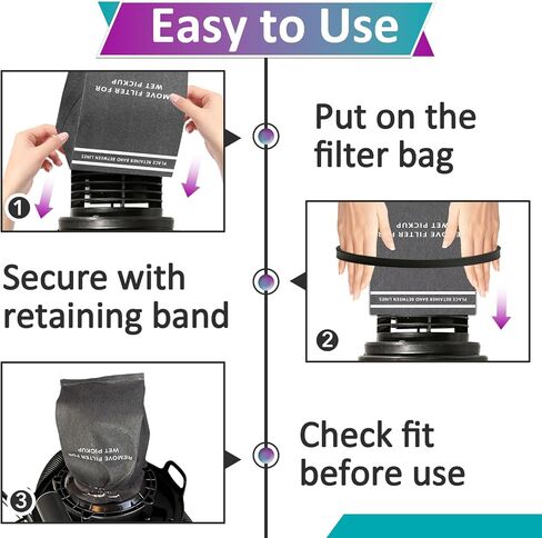 40 Pcs Wet Dry Vac Filter Bags Compatible with Stinger 2.5-5 Gallon Vacuums/MultiFit VF2000/WORKSHOP WS01025F/Craftsman 9-38737/Husky/Bauer 3 Gallon Shop Vacs(10 Retaining Bands and 1 Brush Included) in Kuwait
