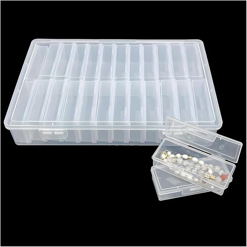 منظمو الخرز الصغيرة المصغرة تخزين حبة Clear-16 PCs صناديق بلاستيكية واضحة لتنظيم الخرز ، مشروع DIY ، أدوات فن الأظافر ، الماس ، لبنات البناء ، العناصر الصغيرة ، مع ملصقات ملصقات الأوراق in Saudi Arabia