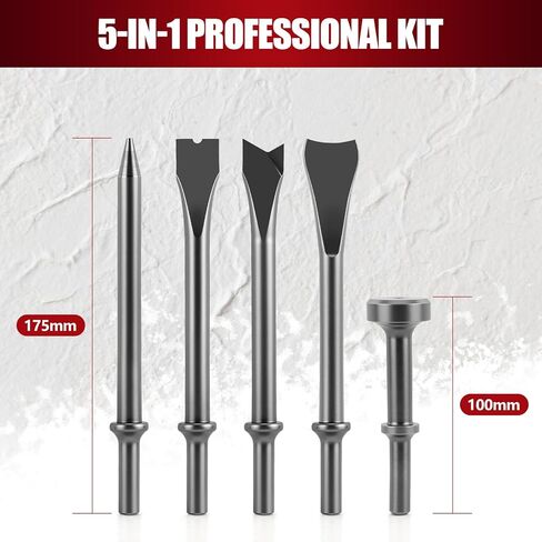 XIIW Air Hammer Kit with 3.35 Inch Stroke, 2500 BPM Pneumatic Hammer with 4 Chisels,1 Flat Head Hammer and Quick Change Retainer, Air Chisel Kit with Carrying Case in Kuwait